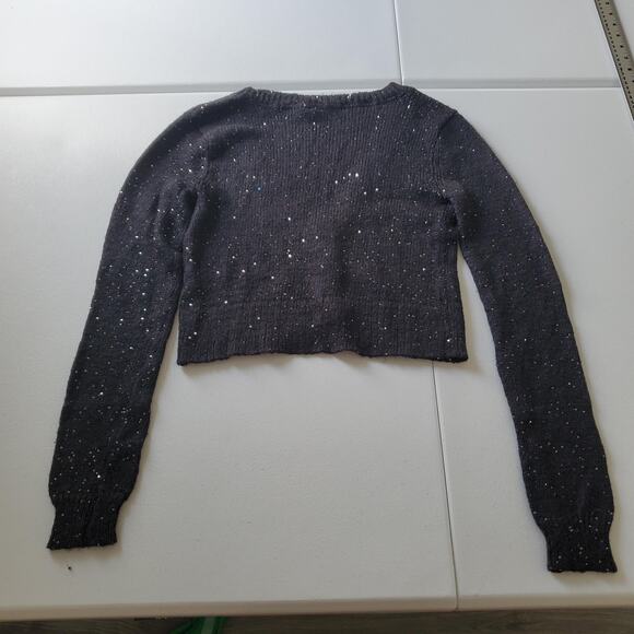 Y2K Whimsigoth Goth Girl Aeropostale Sweater Womens Small Sequin Button Cardigan - Picture 3 of 7